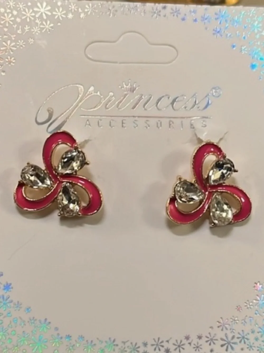 Hot Pink Bow Swirl Stud Earrings